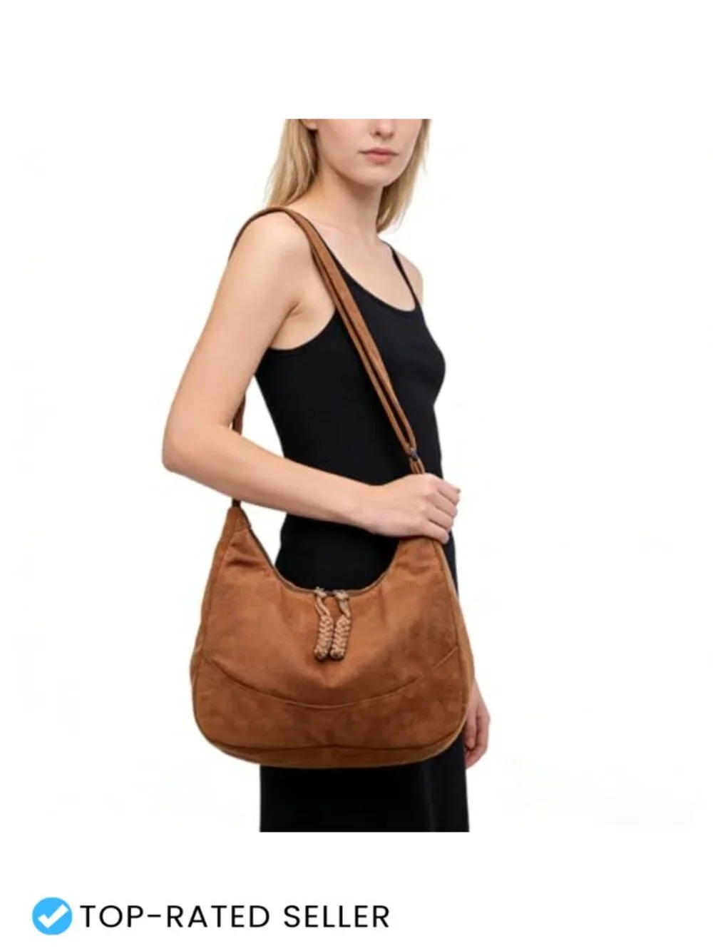 Ultra Soft Foldable Vegan Leather Crossbody Bag Slouchy Tote Hobo Handbag